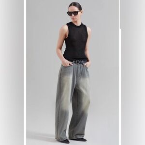 The Frankie Shop Kane Wide Leg Jeans Gray High Rise Oversized Fit Wide Leg Small